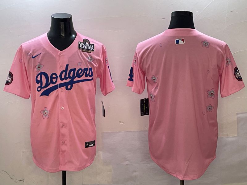 Men Los Angeles Dodgers Blank Pink Sakura Edition 2025 Nike MLB Jersey style 3->los angeles dodgers->MLB Jersey